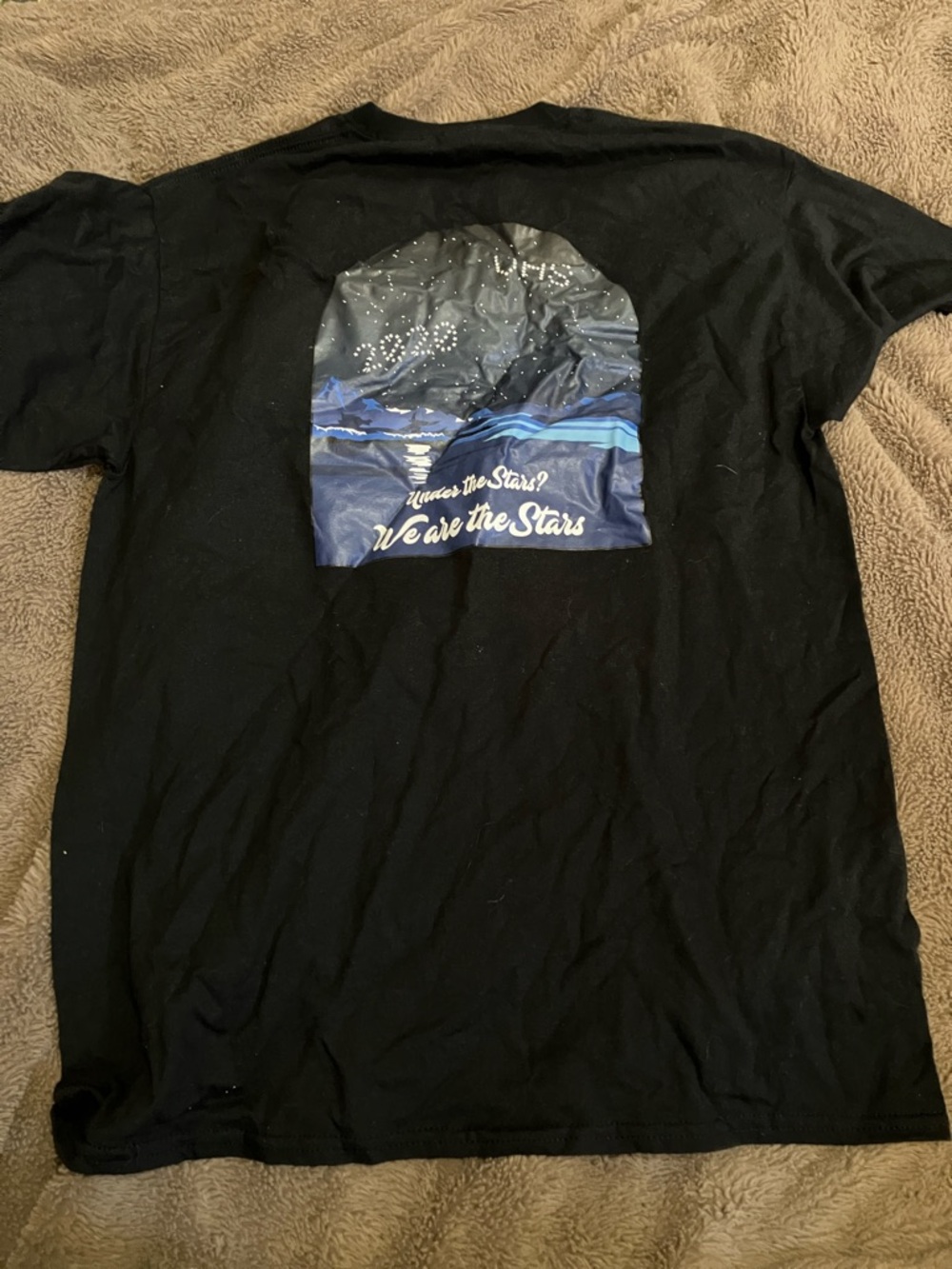 Gildan Black Short-Sleeve Tee with Night Sky Graphic